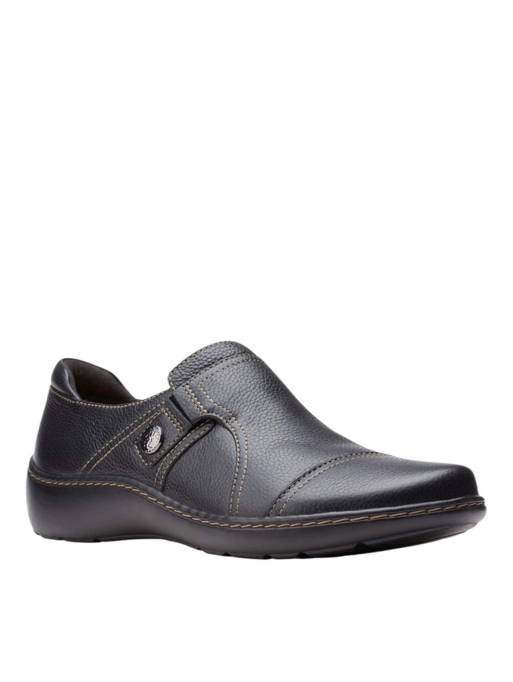 Clarks Cora Poppy Black Tumbled Slip Ons, Great Office Shoes! Size 9
